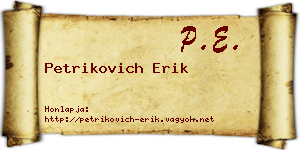 Petrikovich Erik névjegykártya